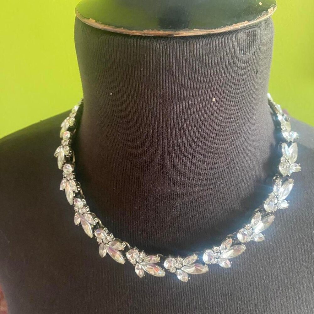 Statement Rhinestone Adjustable Necklace Unsigned